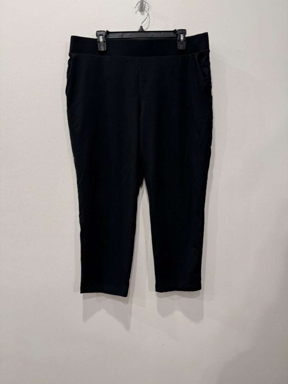 Pure Jill Women's Size L Black Affinity French Terry Slim Crop Pants w/ pockets
